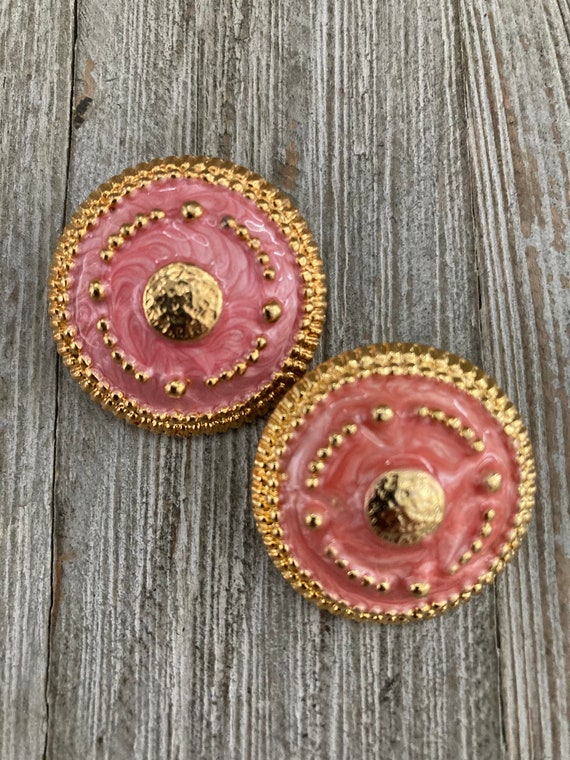 New Old Stock Vintage 1990's Round Gold And Pink … - image 2