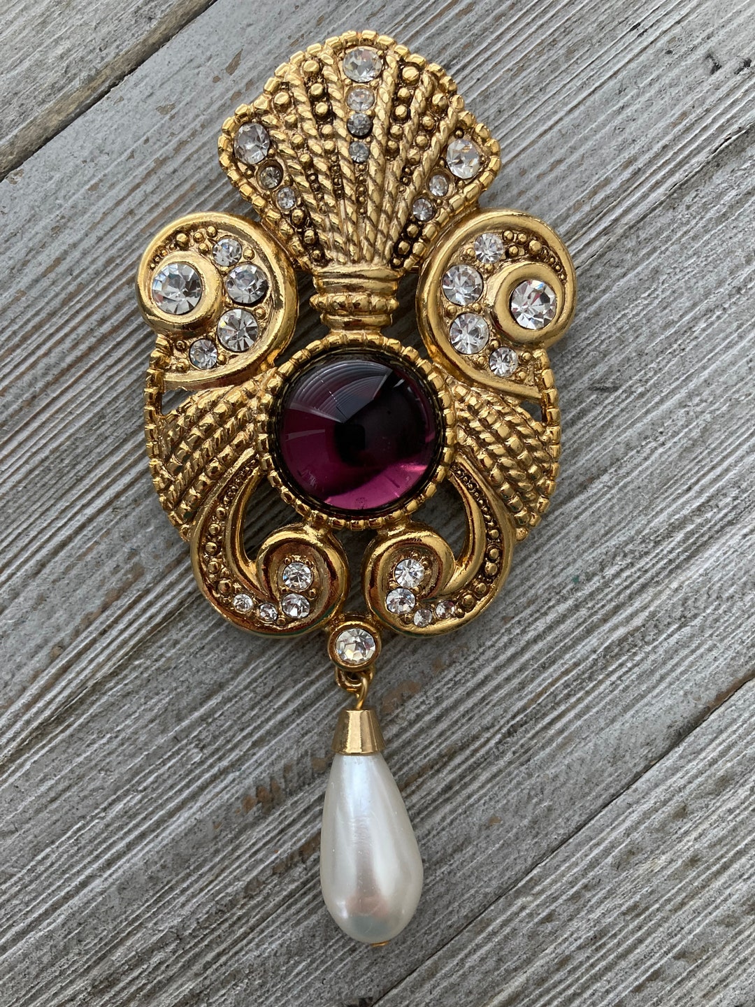 買得 JEFF LIEB Statement Classic Gold Massive 1980's Vintage アクセサリー