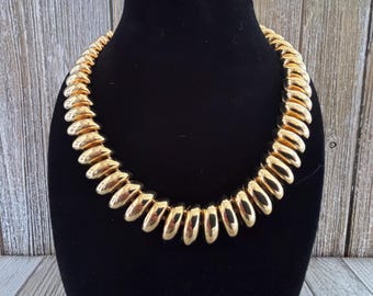 Heavy Vintage 1980's-90's Gold Modern Runway Collar Necklace
