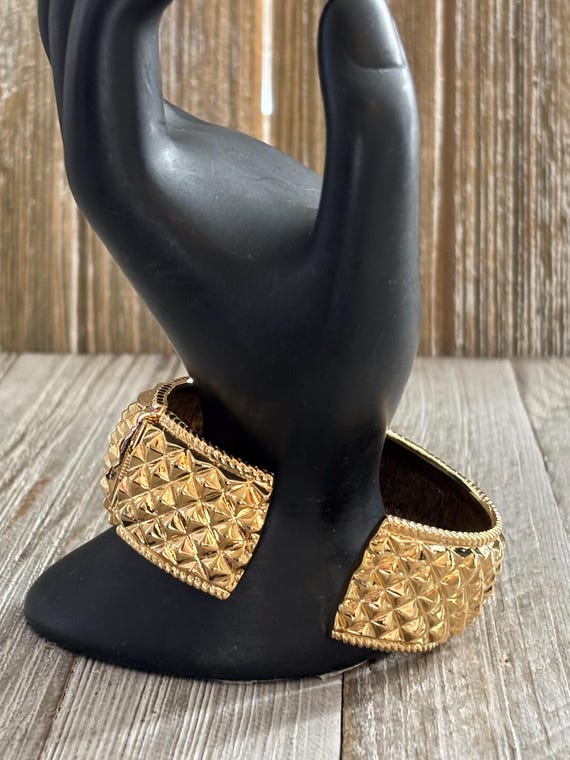 KJL/Kenneth Jay Lane 1990's Signed Modern Gold Hi… - image 7