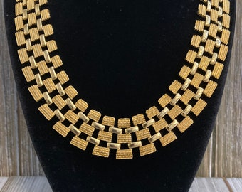 Amazing Vintage 1980's-90's Massive Modern Gold Statement Collar Necklace