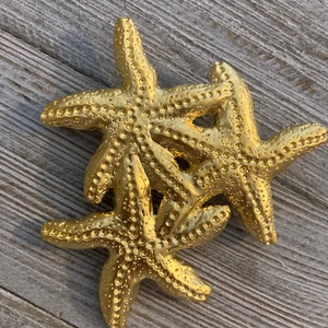 DOLCE VITA New Old Stock Vintage 1990&#39;s Matte Gold Starfish Statement Brooch