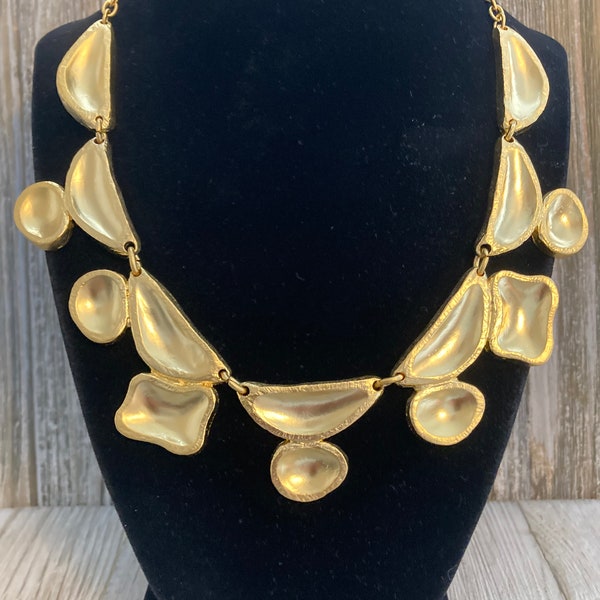 DOLCE VITA Signed New Old Stock Vintage 1990's Modern Gold Statement Collar Necklace