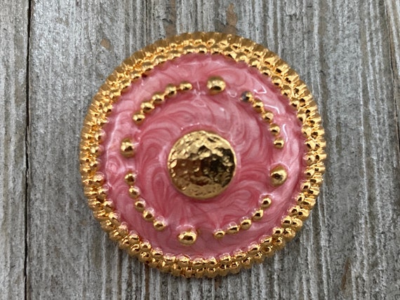 New Old Stock Vintage 1990's Round Gold And Pink … - image 3