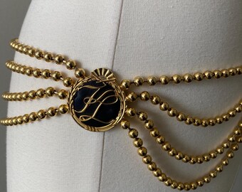 Ceinture Vintage Karl Lagerfeld En Métal Doré - Taille XL - Occasion Bon état