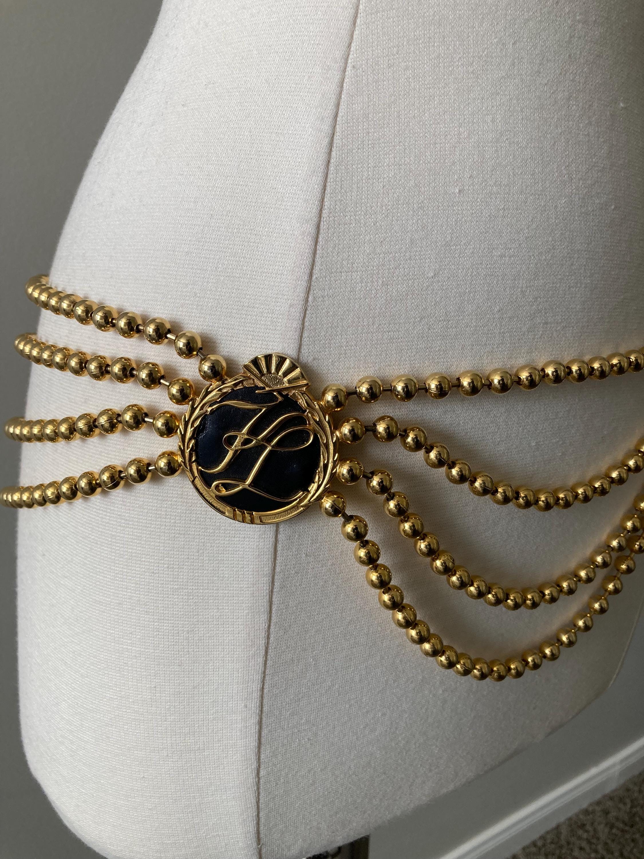 1980s Vintage Karl Lagerfeld Gold Leather Belt Size XS Exquisite KARL LAGERFELD Signed Vintage 1980 main image 3