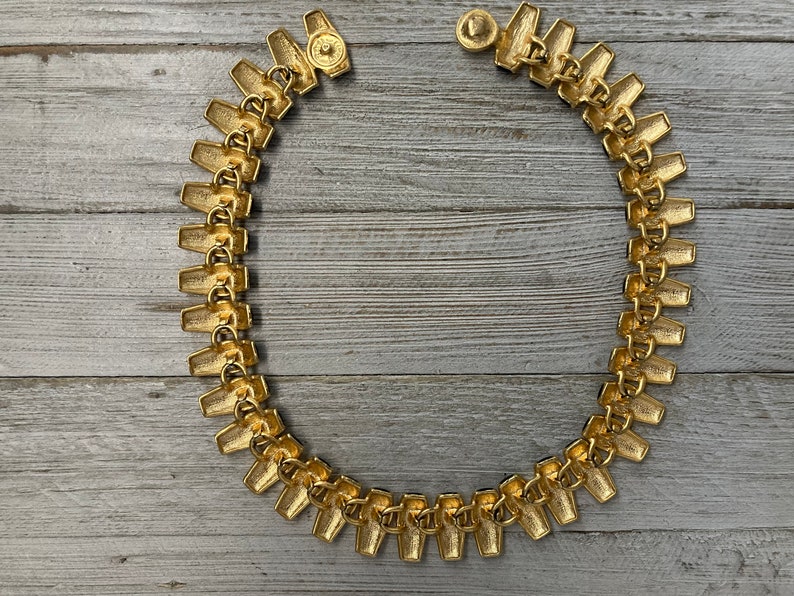 Fabelhafte RAU KLIKIT Vintage 1980er Jahre Schwarz Emaille und Gold Modern Runway Statement Collar Halskette Bild 3