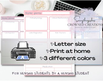 Med Surg study Template | Nursing school Printable | Pathophysiology template | Disease Process template | Blank