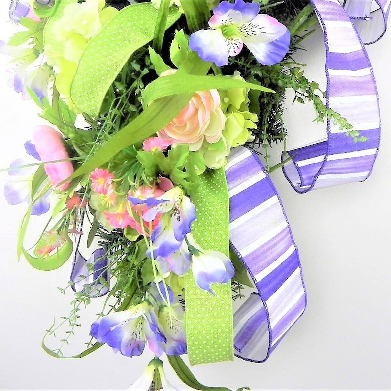 Spring Swag Wreath,Spring Teardrop Swag,Floral Swag,Spring Wreaths for Front Door,Spring Summer Swag,Easter Swag,Elegant Wreath,Spring Decor