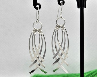 925 Sterling Silver Curved Chandelier Hook Drop Dangle Earrings