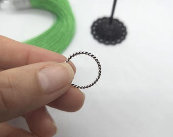 925 Sterling Silver Rope Twist Ring Dainty Stacking Band