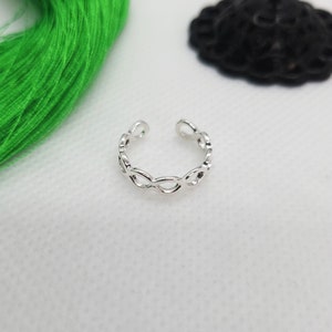 925 Sterling Silver Linked Open Ovals Toe Ring image 9