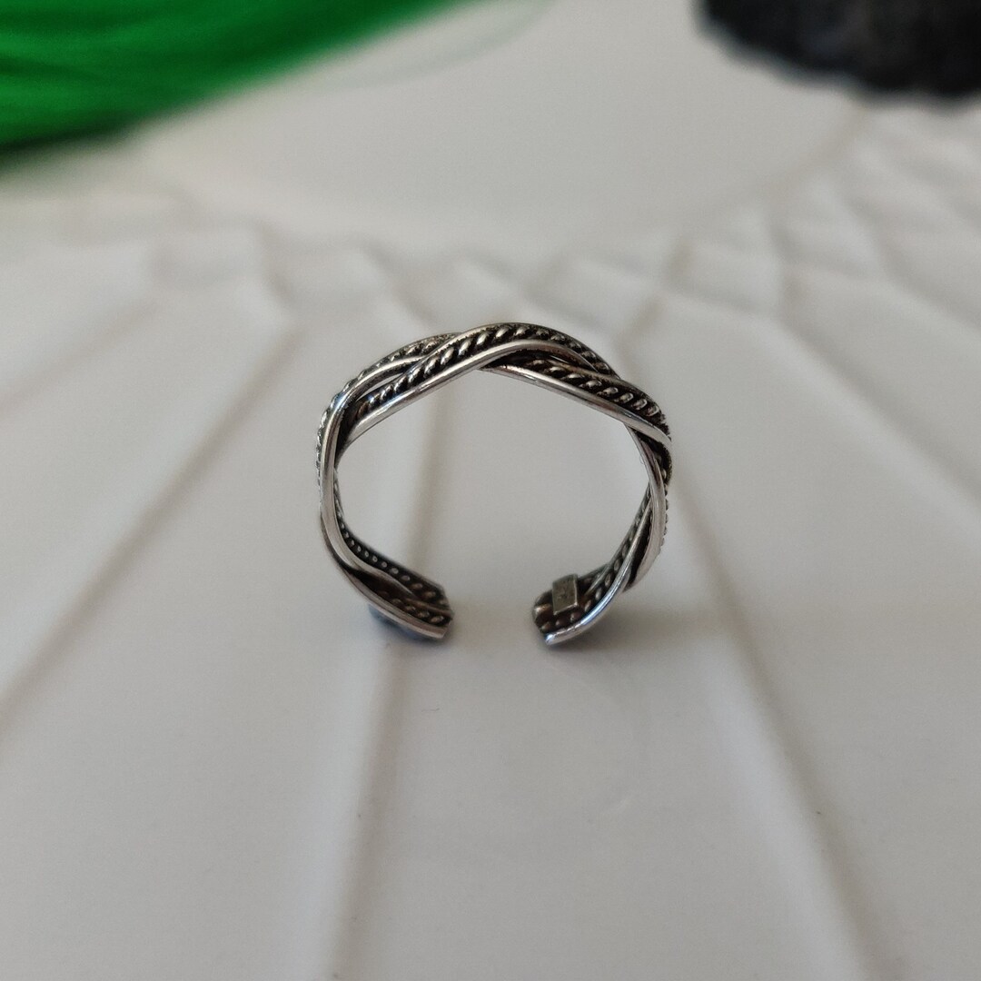 925 Sterling Silver Double Braided Toe Ring - Etsy