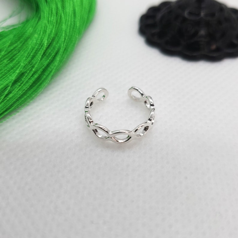 925 Sterling Silver Linked Open Ovals Toe Ring image 6