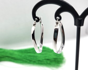 925 Sterling Silver Oval Curly Hoop Earrings