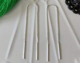 925 Sterling Silver Box Chain Pull Through Threader Earrings