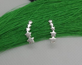 925 Sterling Silver Up Ear Climber Crawler Decreasing Stars Earrings