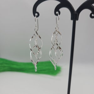 925 Sterling Silver Bunch Of Open Leaves Wirework Hook Dangler Earrings