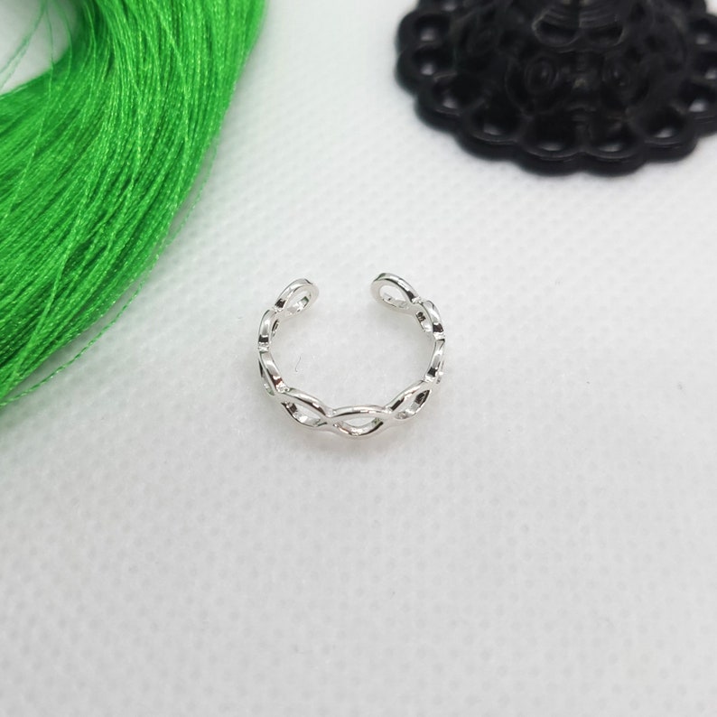 925 Sterling Silver Linked Open Ovals Toe Ring image 7