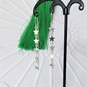 925 Sterling Silver Pull Through Threaded Twinkle Stars Earrings