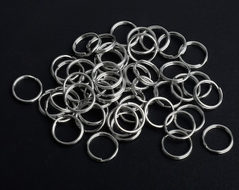 50 Stainless Steel Double Loop Split Rings, 8mm 10mm