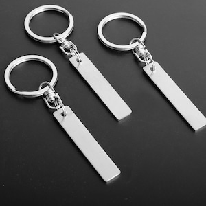 Stainless Steel Rectangle Keyring Supplies, 5pcs Blank Bar Silver Keychain,  Pendant Ready to Stamp or Engrave as Custom Gift