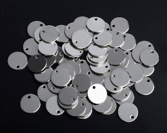 12mm Round Stainless Steel Charms, Discs Tags for Hand Stamping or Engraving