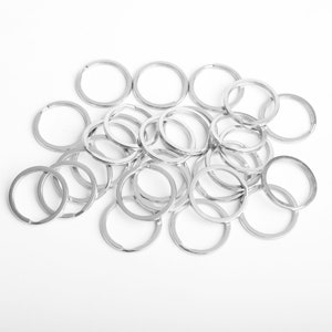 10 Stainless Steel Key Rings Split Rings 30mm Flat Wire Hoop Metal Steel