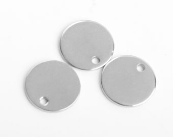Stampaggio in argento o incisione di spazi vuoti circolari, 12MM Disc Tags Confezione da 20, all'ingrosso