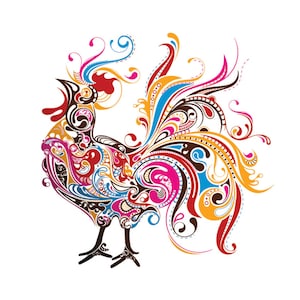 Cute Cock lovely cock for kid sticker cock for baby big cock  rooster chanticleer - Svg, Eps upto 6 files for Sricut and Silhouette