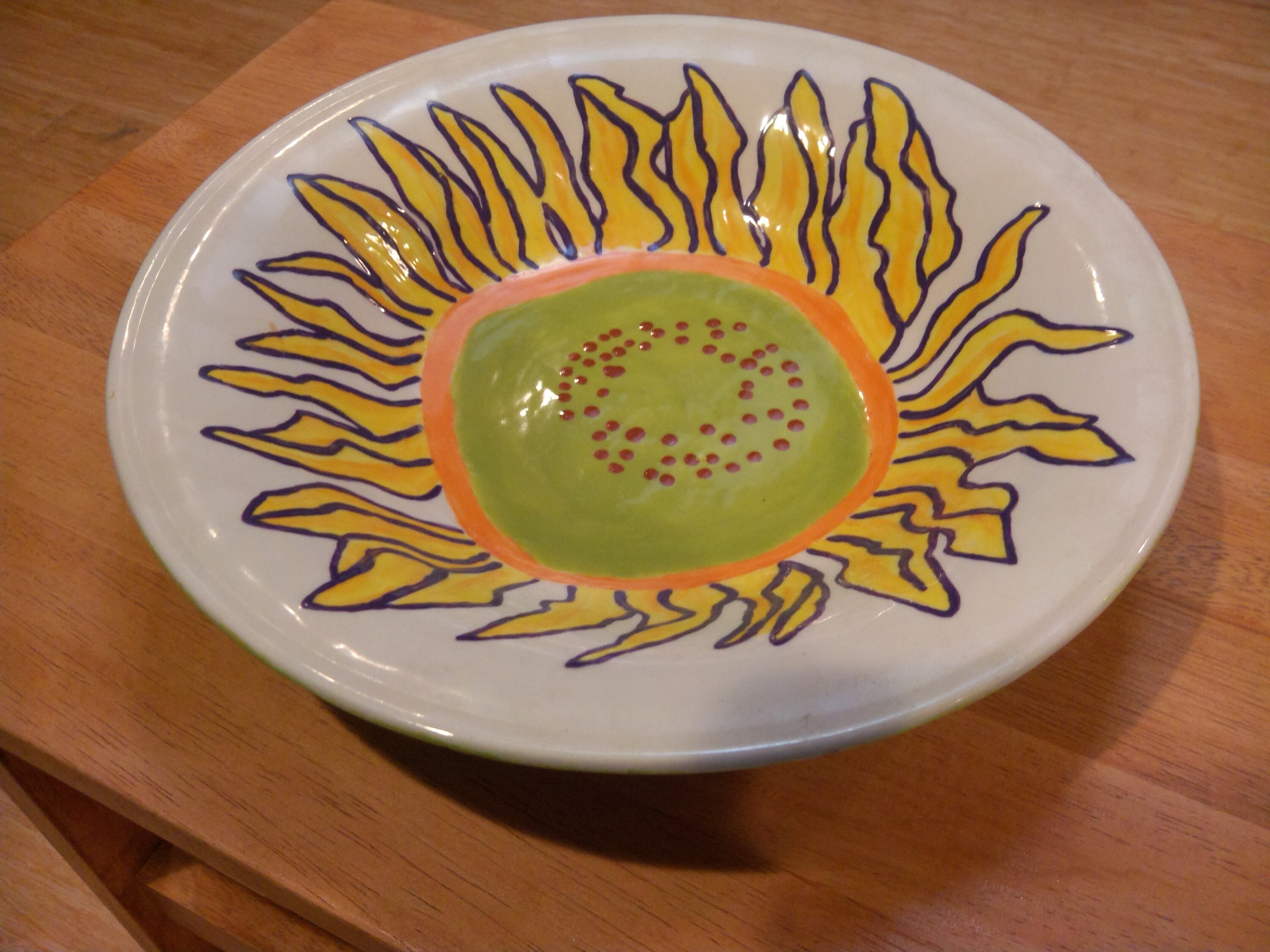Large Vintage Ceramic Sunflower Bowl/ Artisan Made Etsy