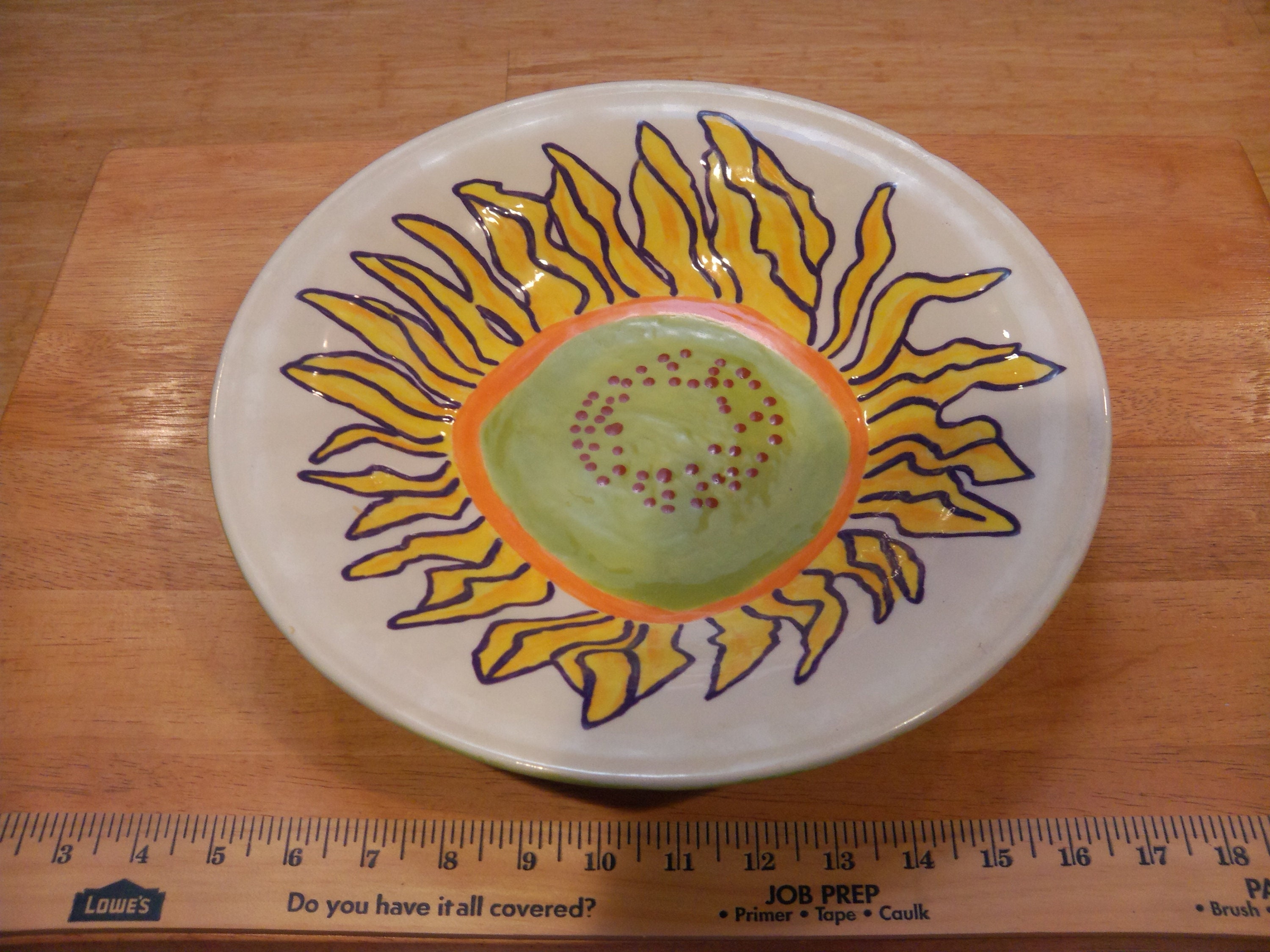 Large Vintage Ceramic Sunflower Bowl/ Artisan Made Etsy