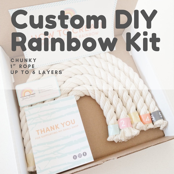 DIY CHUNKY RAINBOW - Concevez un kit dans vos propres couleurs personnalisées pour créer votre propre décoration murale en macramé en fibre arc-en-ciel