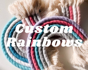 CUSTOM RAINBOW - choose your own colours - macrame fibre art rope rainbow wall hanging