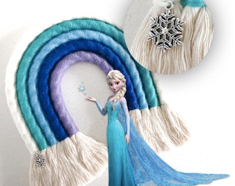 DISNEY INSPIRED ELSA rainbow - disney decor, macrame rainbow, fibre art, rope rainbow, wall hanging, nursery decor, frozen