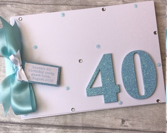 Personalised Glitter 40th Birthday Guest Book Milestone Birthday Memory Scrapbook Photo Album Any Age