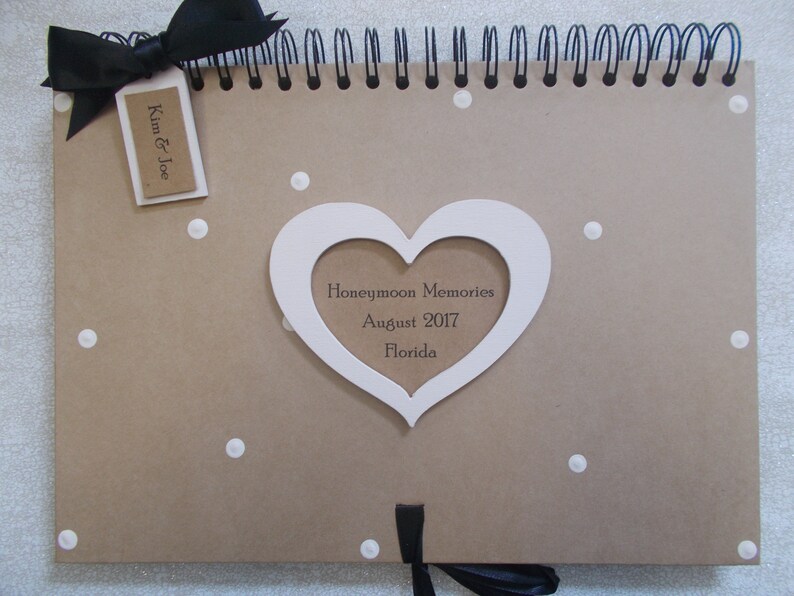 Personalised Vintage Heart Shabby Chic Honeymoon Memories Memory Scrapbook Album Gift A4 Size 40 Pages