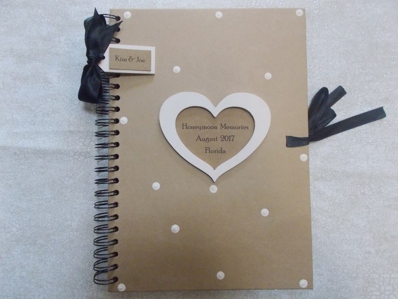Personalised Vintage Heart Shabby Chic Honeymoon Memories Memory Scrapbook Album Gift A4 Size 40 Pages