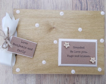 Wooden Personalised We Love You Grandad Gift Memory Scrapbook Photo Album Multi Use