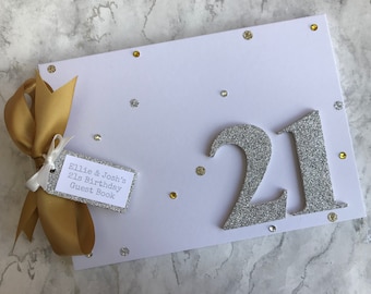 Personalised 21st Guest Book Gold and Silver Guest Book Memory Scrapbook Photo Album Gift