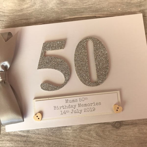 Personalised Glitter 50th Milestone Birthday Memory Scrapbook Photo Album Any Age