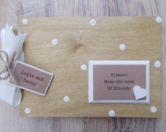 Wooden Personalised Sisters Memory Scrapbook Photo Album Birthday Gift Multi Use