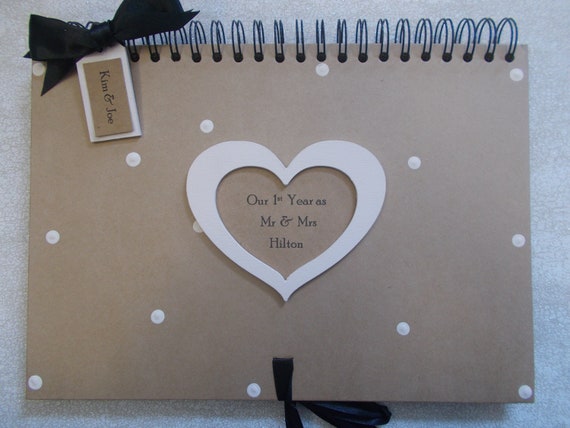 Personalised Vintage Heart Shabby Chic 1st Year Wedding Anniversary Memory  Scrapbook Album Gift A4 Size 40 Pages 