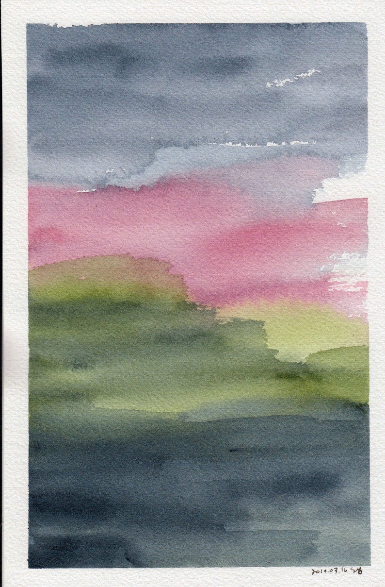 Abstract Landscape Original Watercolor Painting