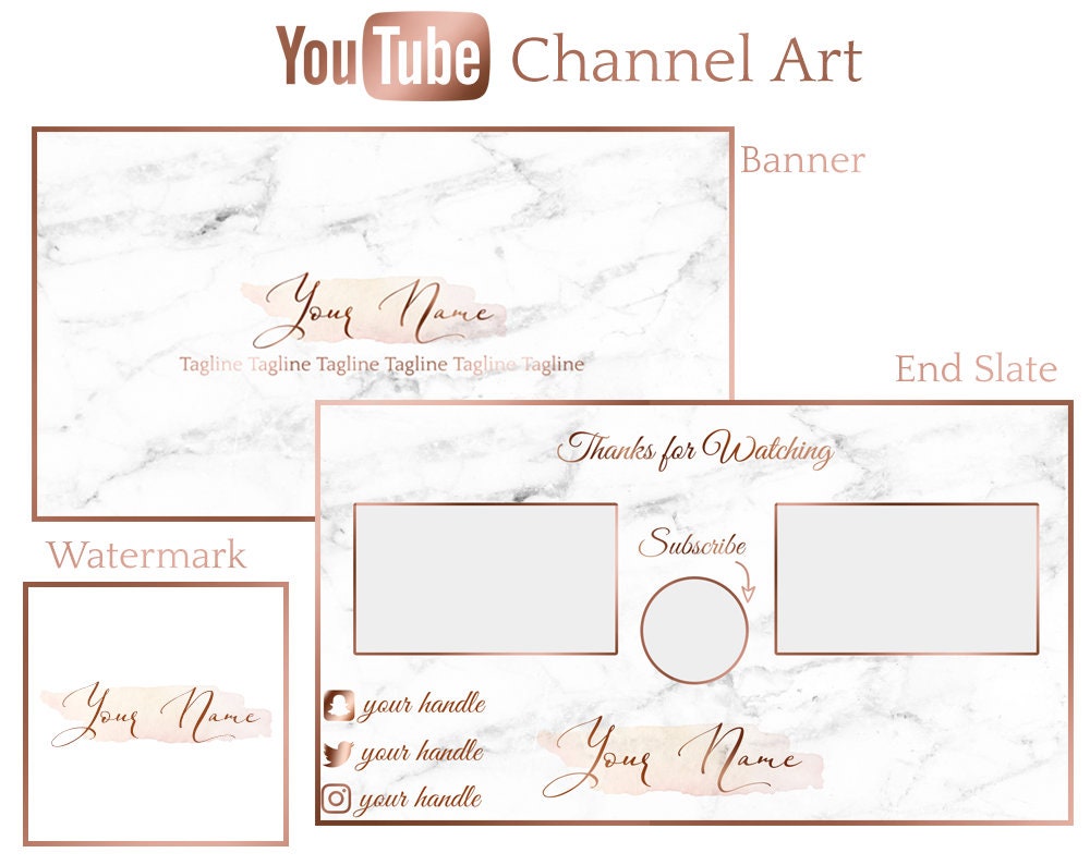 Pre-made Rose Gold Marble Youtube Channel Art Youtube - Etsy