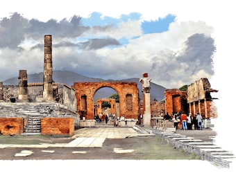 Pompeii Scene-Photographic Print only-Unframed