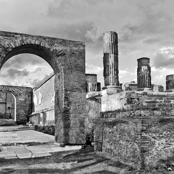 Pompeii preserved ancient Roman City, wall decor monochrome Pompeii arch, ancient architecture photography,Pompeii photograph wall art.