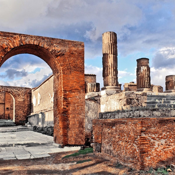 Pompeii preserved ancient Roman City,wall decor colour Pompeii arch, ancient architecture photography, street of Pompeii photograph wall art