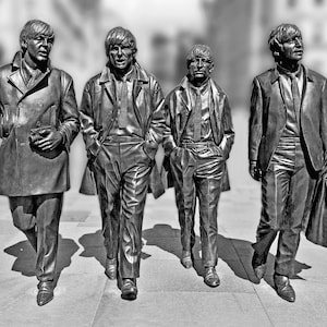 The Beatles statue Monochrome photograph,Paul McCartney, George Harrison, Ringo Starr and John Lennon,the most influential band of all time