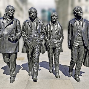 The Beatles statue colour photograph,Paul McCartney, George Harrison, Ringo Starr and John Lennon, the most influential band of all time